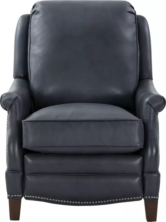 Ashebrooke Barone Navy Blue Leather Push Thru The Arms Recliner with Nailhead Trim