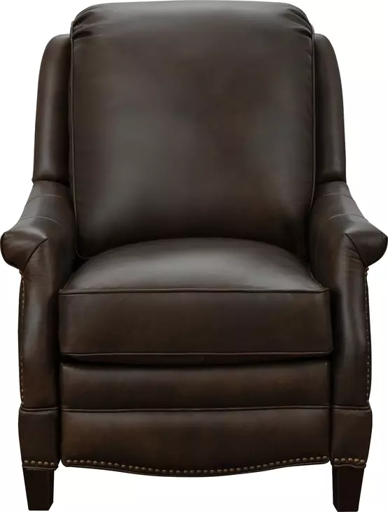 Ashebrooke Ashford Walnut Leather Push Thru The Arms Recliner with Nailhead Trim