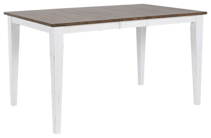 Ashford White and Brown Rectangular Extendable Counter Height Dining Room Set