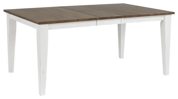Ashford White and Brown Rectangular Extendable Dining Room Set