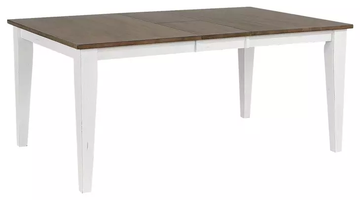Ashford White and Brown 54" Rectangular Extendable Leg Dining Table