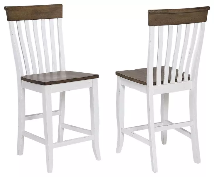 Ashford White and Brown Rectangular Extendable Counter Height Dining Room Set