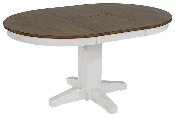 Ashford White and Brown 60" Round Extendable Dining Table