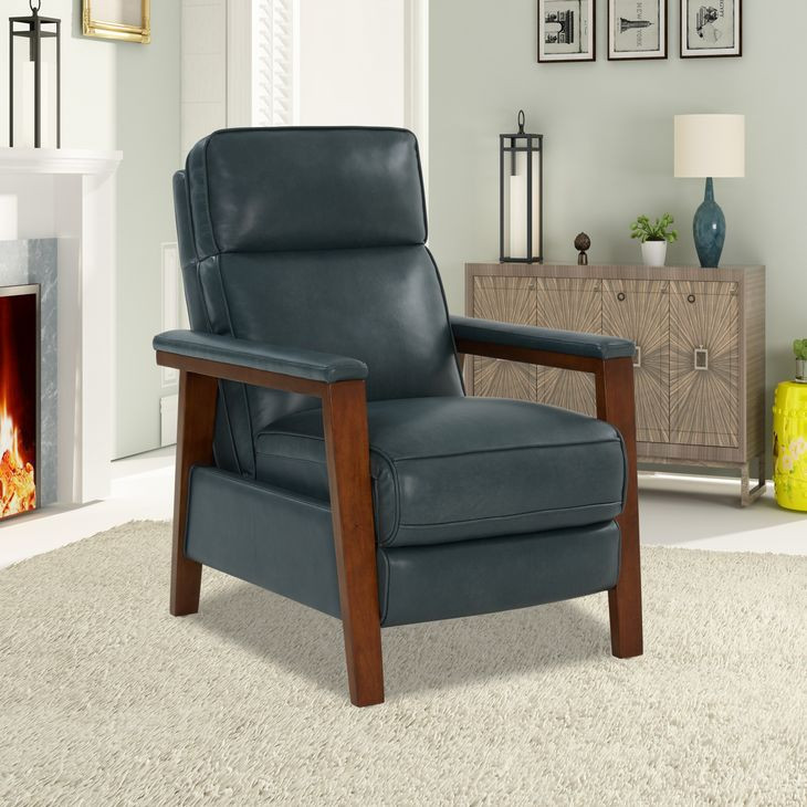 Ashland Roma Bluegray Leather Push Thru The Arms Recliner