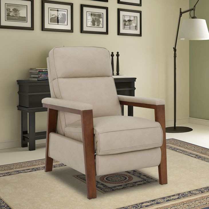 Ashland Cashmere Stone Leather Push Thru The Arms Recliner