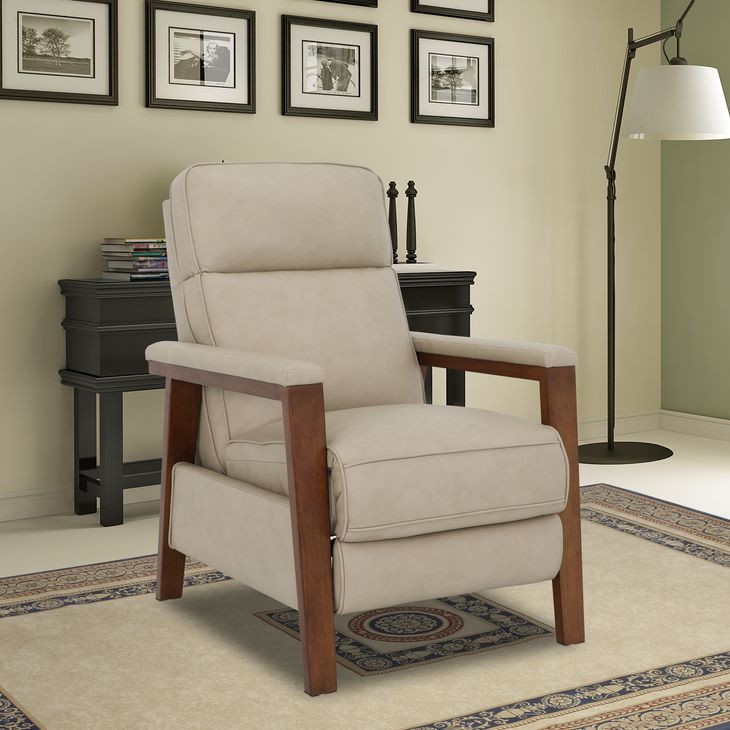 Ashland Cashmere Stone Leather Push Thru The Arms Recliner