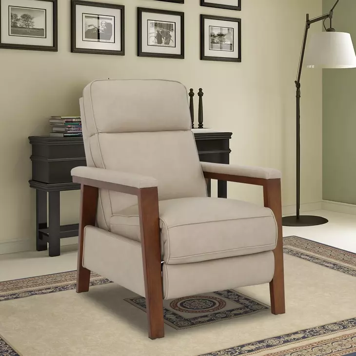 Ashland Cashmere Stone Leather Push Thru The Arms Recliner