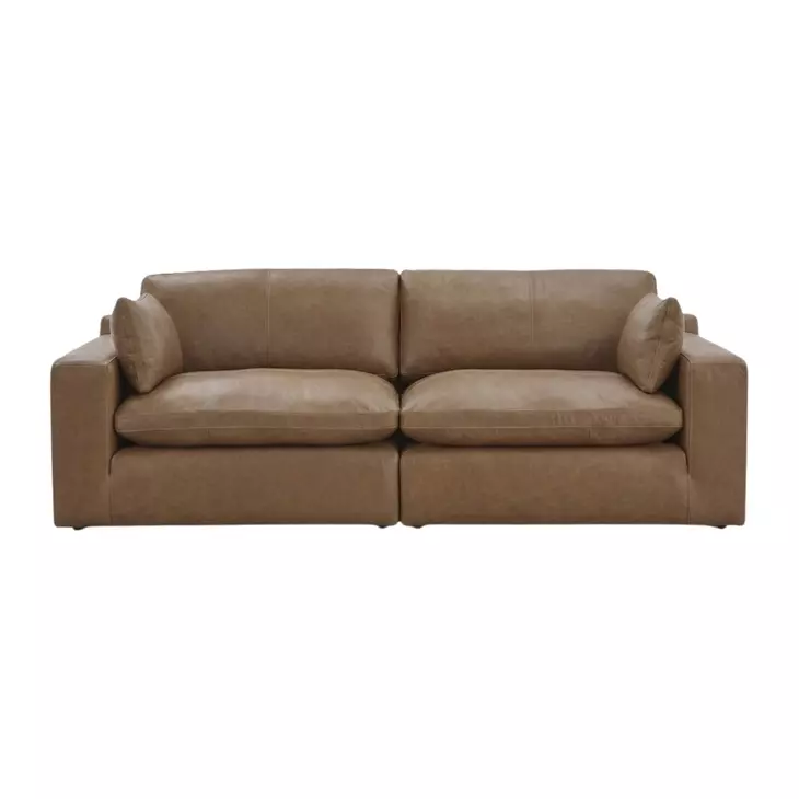 Emilia Caramel Leather Modular 99" Loveseat