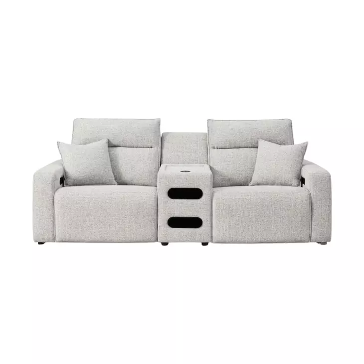Modmax II Stone Performance Fabric 3 Piece Modular Power Reclining Sectional with USB Charging