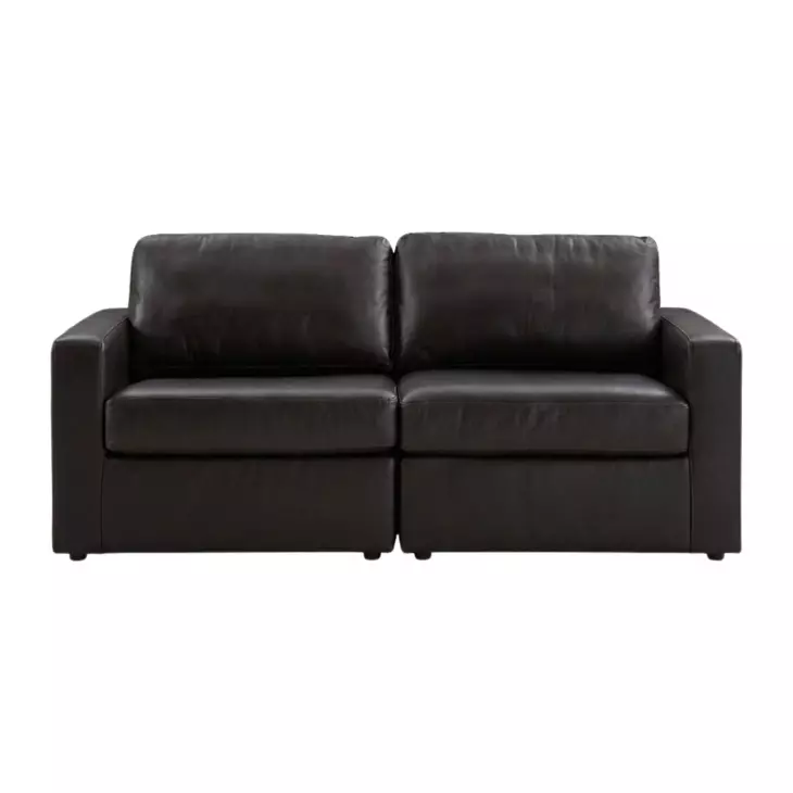 ModMax II Black Leather 2 Piece Modular 76" Loveseat
