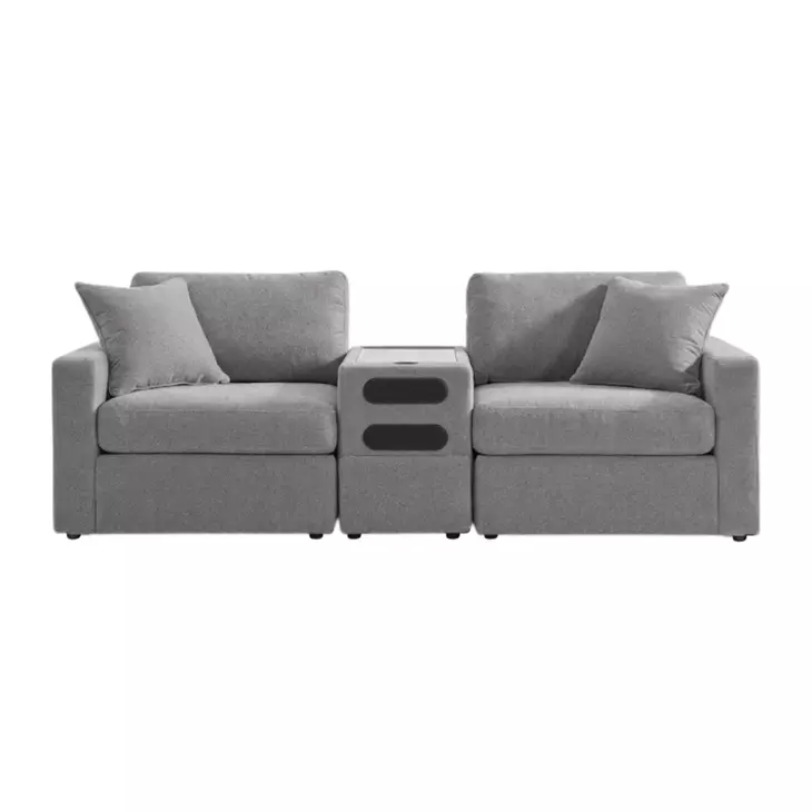 Modmax Granite Performance Fabric Modular Sectional Sofa with Audio Console