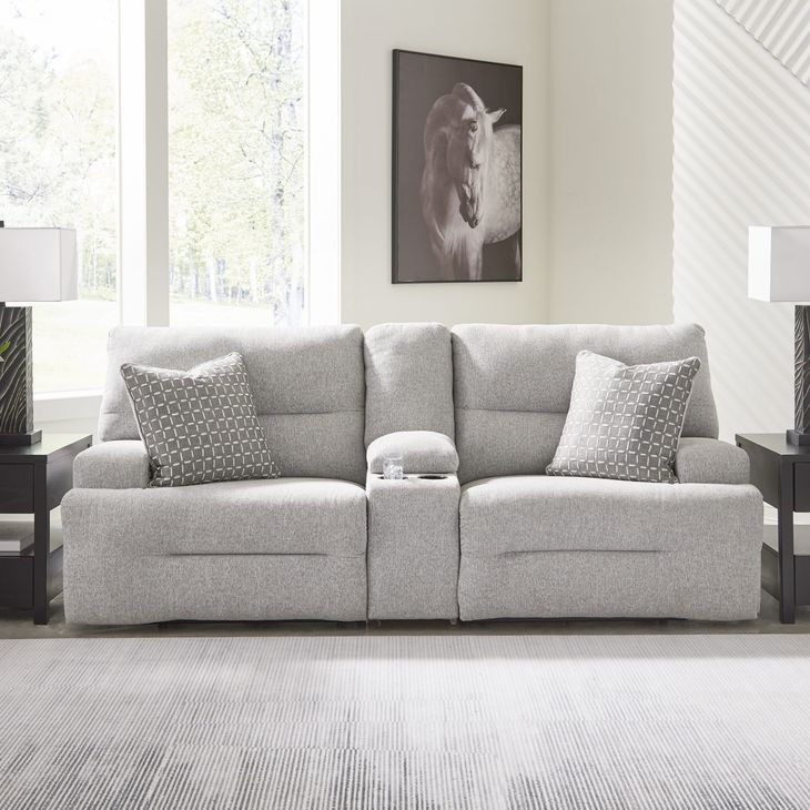 Acklen Place Pewter Performance Fabric 3 Piece Modular 97" Power Reclining Sectional with Console and USB Charging