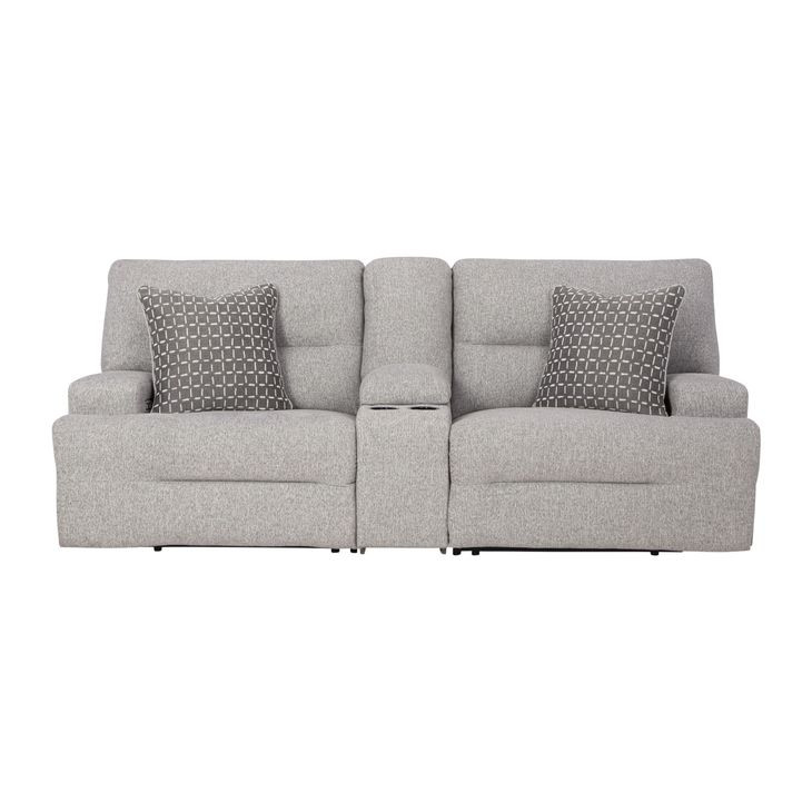 Acklen Place Pewter Performance Fabric 3 Piece Modular 97" Power Reclining Sectional with Console and USB Charging