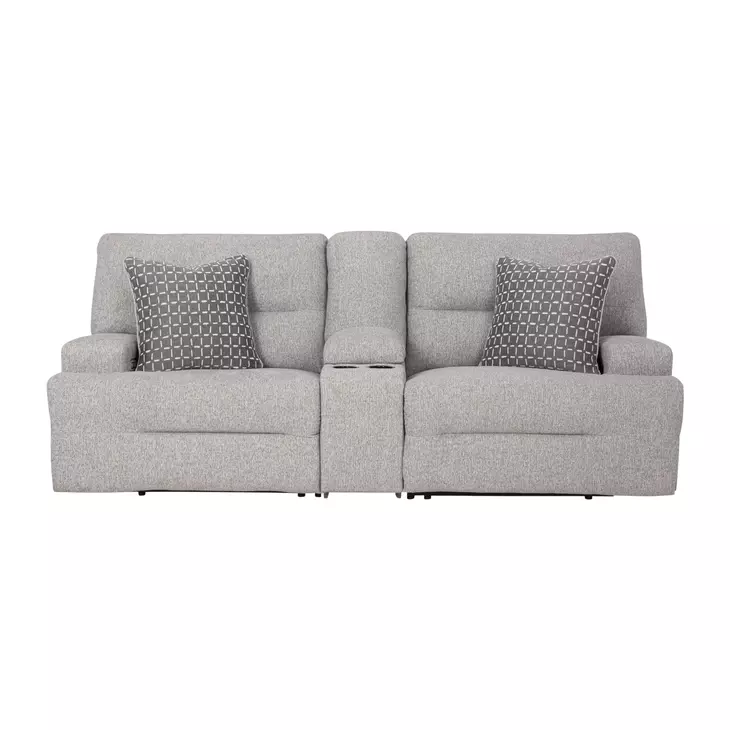 Acklen Place Pewter Performance Fabric 3 Piece Modular 97" Power Reclining Sectional with Console and USB Charging
