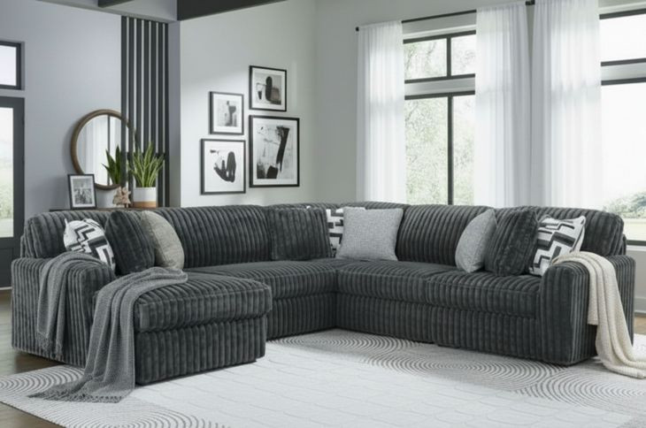 Midnight Madness Gunmetal 5 Piece Sectional with Chaise