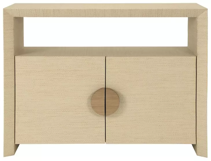 Aspen Natural Grasscloth 2 Door Sofa Table With Open Shelf