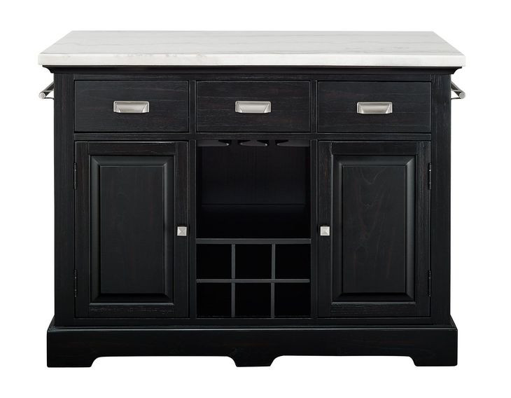Aspen Black 48" Rectangular Kitchen Island Set of 3
