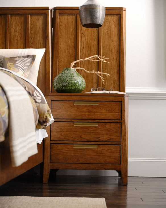 Aspire Profile Brown 3 Drawer Nightstand With Built In Outlet