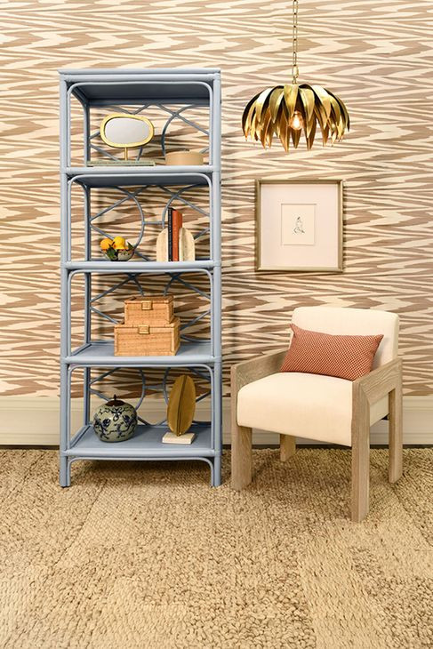 Astor Beige and White Performance Fabric Accent Chair