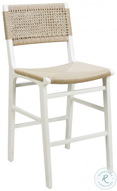 Astrid Matte White Lacquer Woven Back Counter Height Stool From Worlds ...