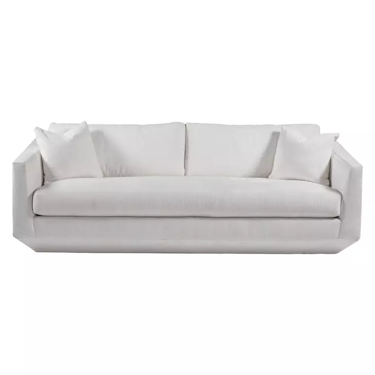 Veronica Ivory Bench Seat 95" Sofa with Pillows