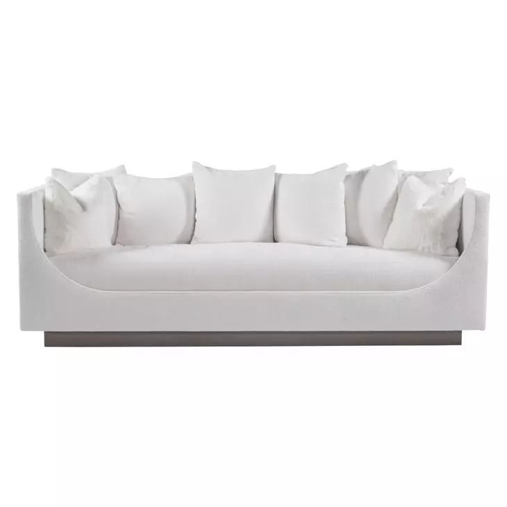 Claudette Cream Bench Seat 95" Sofa with Throw and Ball Pillow