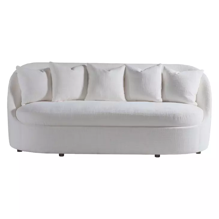 Genevieve Ivory Bench Seat 87" Sofa with Ivory Pillows