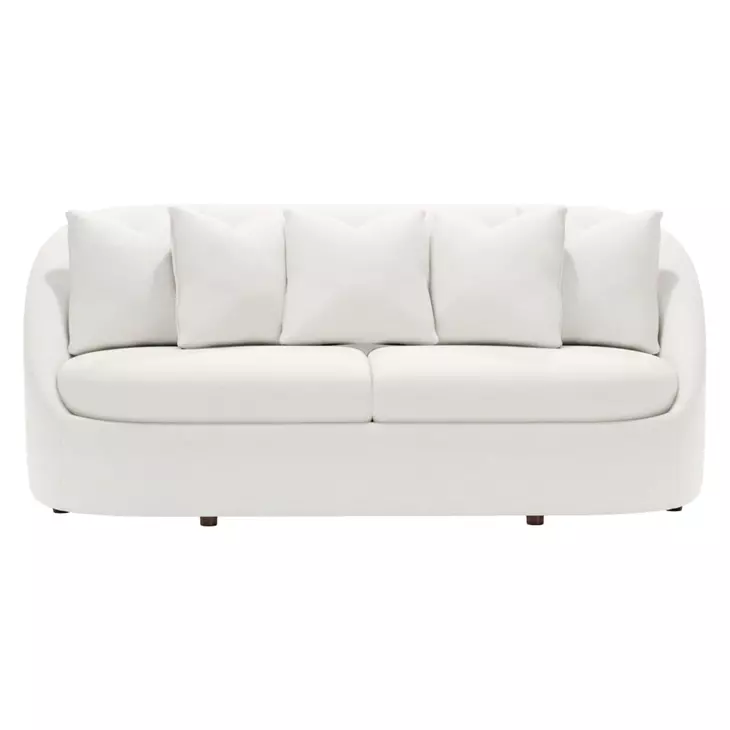 Genevieve Ivory 87" Sofa with Pillows