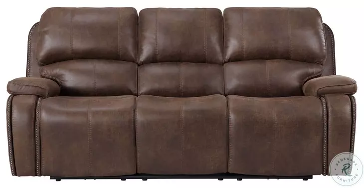 Grover Atlantis Brown Power Reclining Sofa with Power Headrest