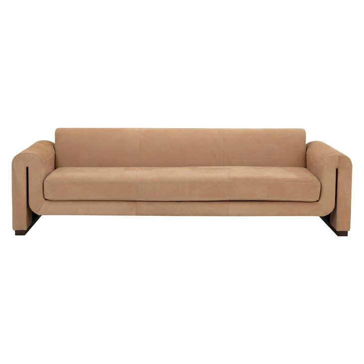 Halvick Nubuck Tan Leather 101" Sofa