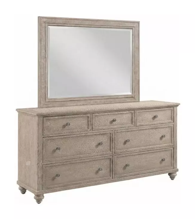 Cambric Breve 7 Drawer Miriam Dresser with Rectangular Landscape Mirror