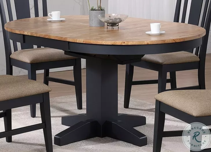Autumn Winds Black And Natural Round Dining Table