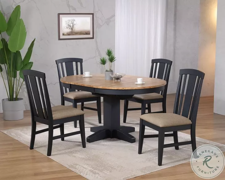 Autumn Winds Black And Natural Round Dining Table