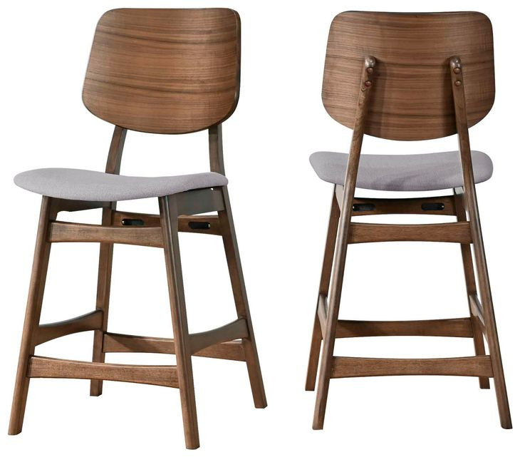 Oscar Walnut and Gray 59" Rectangular Counter Height Dining Set with 4 Cushion Chairs