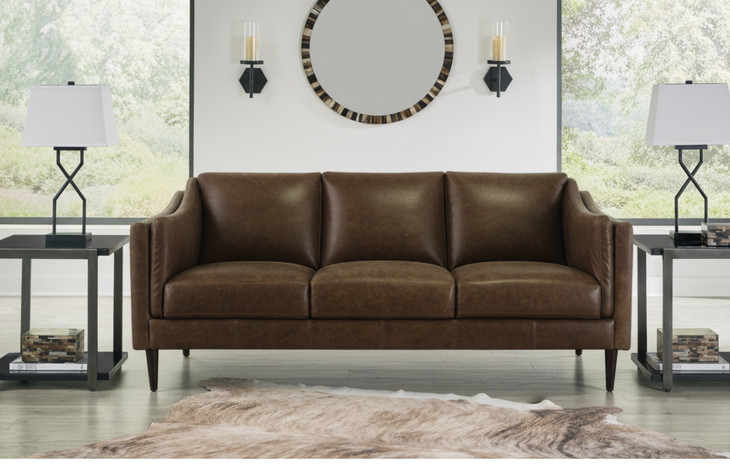 Brighton Bomber Tan 81" Leather Sofa