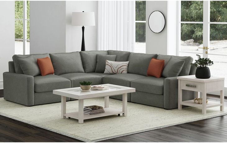 Rhiannon Antique White Rectangular Glass Top Coffee Table