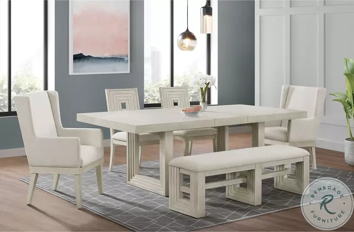 Rhiannon Antique White Bench