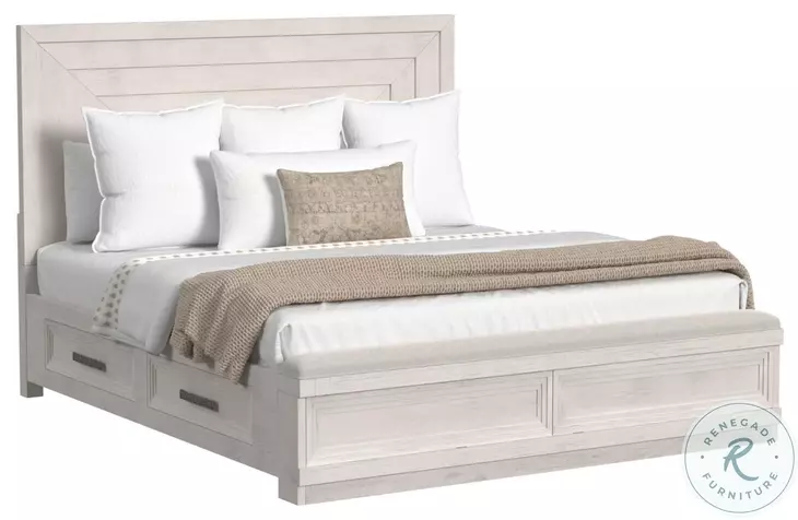 Rhiannon Antique White King Storage Panel Bed