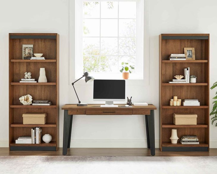 Avery Rich Medium Brown 60" Writing Desk with USB Charging