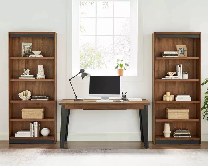 Avery Rich Medium Brown 60" Writing Desk with USB Charging