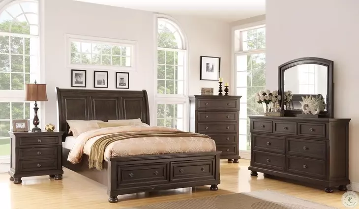 Soriah Distressed Gray Queen Sleigh Storage Bed