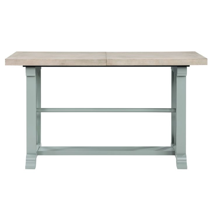 Darcy Beige and Mint Green 82" Extendable Rectangular Counter Height Table