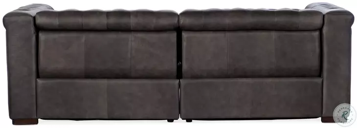 Savion Grandier Bellagio Gravel Leather Power Reclining Loveseat With Power Headrest
