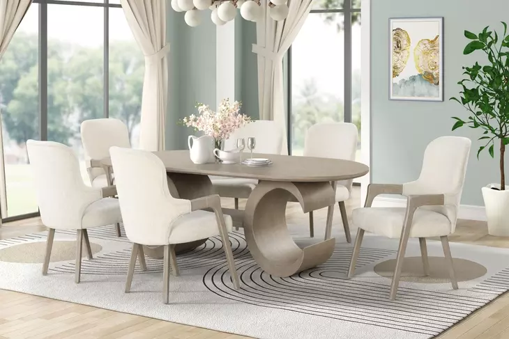 Gwendolyn Cerused Taupe Upholstered Arm Chair Set of 2