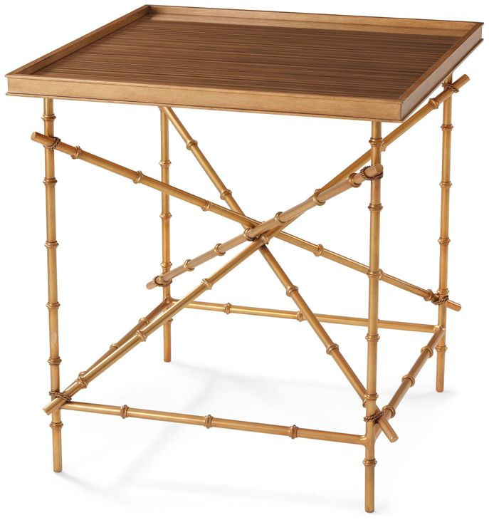 Alexa Hampton Brown and Gold Square Side Table