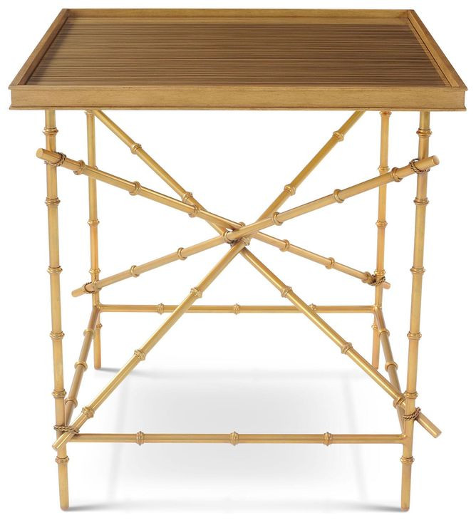 Alexa Hampton Brown and Gold Square Side Table