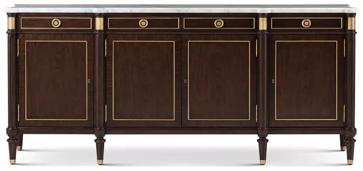 Alexa Hampton Cambridge and Carrara 4 Door Marble Top Hamilton Sideboard