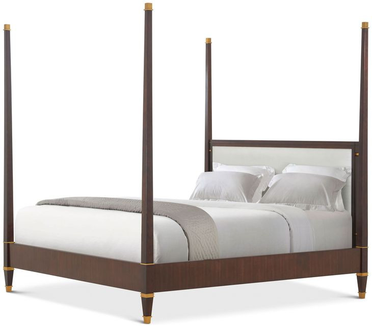Alexa Hampton Cambridge and Cream Queen Upholstered Poster Bed