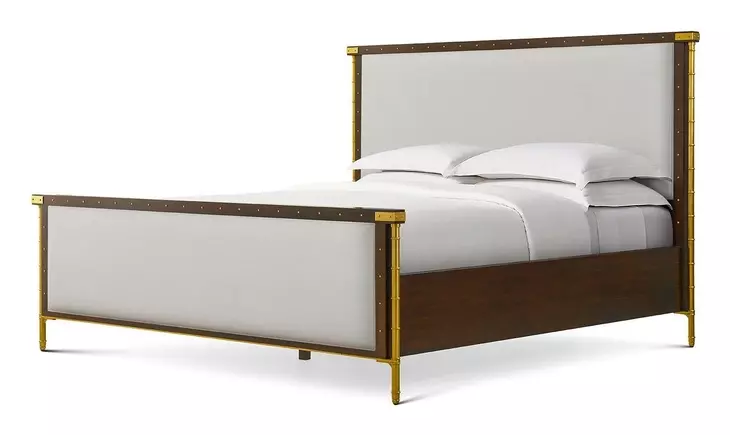 Alexa Hampton Cambridge and Gray Upholstered Tomaso King Panel Bed