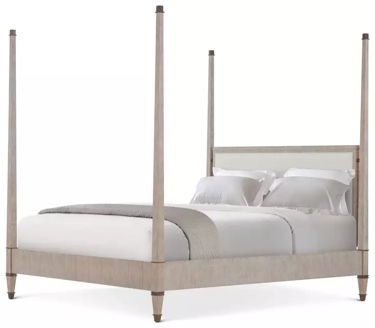 Marlborough Geo Coast and Cream Upholstered Markos California King Poster Bed